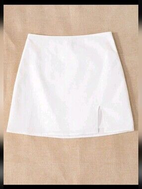 Shein White Mini Skirt with Front Slit